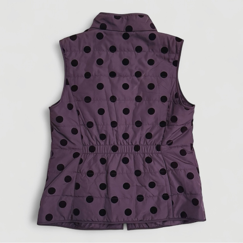 Women’s Petite Plum Purple Polka Dot Puffer Vest | Size Petite Medium - Picture 2 of 3